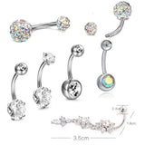 Maxbell 9Pcs Belly Button Rings Belly Rings Jewelry Piercing with Crystal Belly Bars