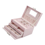 Maxbell Jewelry Box Organizer PU Leather Storage Case for Rings Bracelets Showcase Pink