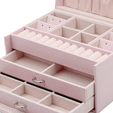 Maxbell Jewelry Box Organizer PU Leather Storage Case for Rings Bracelets Showcase Pink