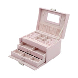 Maxbell Jewelry Box Organizer PU Leather Storage Case for Rings Bracelets Showcase Pink