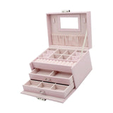 Maxbell Jewelry Box Organizer PU Leather Storage Case for Rings Bracelets Showcase Pink