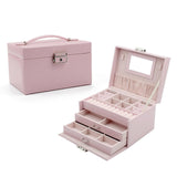 Maxbell Jewelry Box Organizer PU Leather Storage Case for Rings Bracelets Showcase Pink