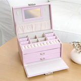 Maxbell Jewelry Box Organizer PU Leather Storage Case for Rings Bracelets Showcase Pink