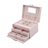 Maxbell Jewelry Box Organizer PU Leather Storage Case for Rings Bracelets Showcase Pink