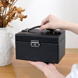 Maxbell Jewelry Box Organizer PU Leather Storage Case for Rings Bracelets Showcase Black