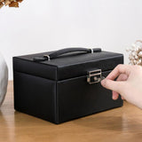 Maxbell Jewelry Box Organizer PU Leather Storage Case for Rings Bracelets Showcase Black