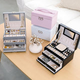 Maxbell Jewelry Box Organizer PU Leather Storage Case for Rings Bracelets Showcase Black