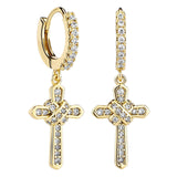 Maxbell Cross Hoop Earrings Jewelry Gift Shiny for Men Women Anniversaries Weddings Gold