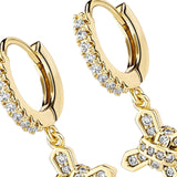 Maxbell Cross Hoop Earrings Jewelry Gift Shiny for Men Women Anniversaries Weddings Gold