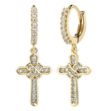 Maxbell Cross Hoop Earrings Jewelry Gift Shiny for Men Women Anniversaries Weddings Gold