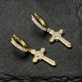 Maxbell Cross Hoop Earrings Jewelry Gift Shiny for Men Women Anniversaries Weddings Gold