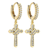 Maxbell Cross Hoop Earrings Jewelry Gift Shiny for Men Women Anniversaries Weddings Gold