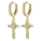 Maxbell Cross Hoop Earrings Jewelry Gift Shiny for Men Women Anniversaries Weddings Gold