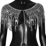 Maxbell Rhinestone Body Chain Sparkly Silver Bling for Club Girls  Oval Style