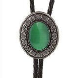 Maxbell Western Cowboy Bolo Tie for Men Bola Tie Collar Rope with Natural Stone Light Green