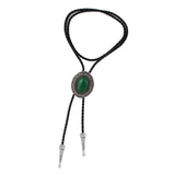 Maxbell Western Cowboy Bolo Tie for Men Bola Tie Collar Rope with Natural Stone Light Green