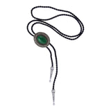 Maxbell Western Cowboy Bolo Tie for Men Bola Tie Collar Rope with Natural Stone Light Green