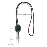 Maxbell Western Cowboy Bolo Tie for Men Bola Tie Collar Rope with Natural Stone Light Green