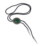 Maxbell Western Cowboy Bolo Tie for Men Bola Tie Collar Rope with Natural Stone Light Green