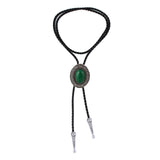 Maxbell Western Cowboy Bolo Tie for Men Bola Tie Collar Rope with Natural Stone Light Green