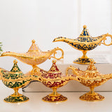 Maxbell Genie Aladdin Oil Lamp Wishing Light Pot Decor Home Photo Props Luxury Beige