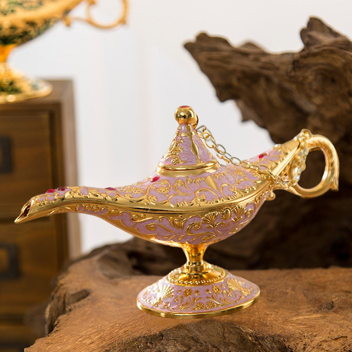 Maxbell Genie Aladdin Oil Lamp Wishing Light Pot Decor Home Photo Props Luxury Beige