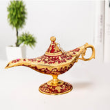 Maxbell Genie Aladdin Oil Lamp Wishing Light Pot Decor Home Photo Props Luxury Red