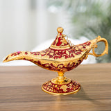 Maxbell Genie Aladdin Oil Lamp Wishing Light Pot Decor Home Photo Props Luxury Red