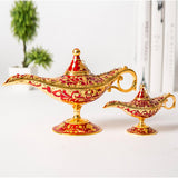 Maxbell Genie Aladdin Oil Lamp Wishing Light Pot Decor Home Photo Props Luxury Red