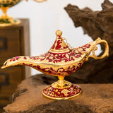 Maxbell Genie Aladdin Oil Lamp Wishing Light Pot Decor Home Photo Props Luxury Red