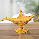 Maxbell Genie Aladdin Oil Lamp Wishing Light Pot Decor Home Photo Props Luxury Golden