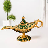 Maxbell Genie Aladdin Oil Lamp Wishing Light Pot Decor Home Photo Props Luxury Green