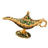 Maxbell Genie Aladdin Oil Lamp Wishing Light Pot Decor Home Photo Props Luxury Green