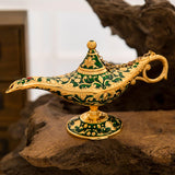 Maxbell Genie Aladdin Oil Lamp Wishing Light Pot Decor Home Photo Props Luxury Green