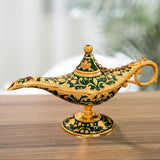 Maxbell Genie Aladdin Oil Lamp Wishing Light Pot Decor Home Photo Props Luxury Green