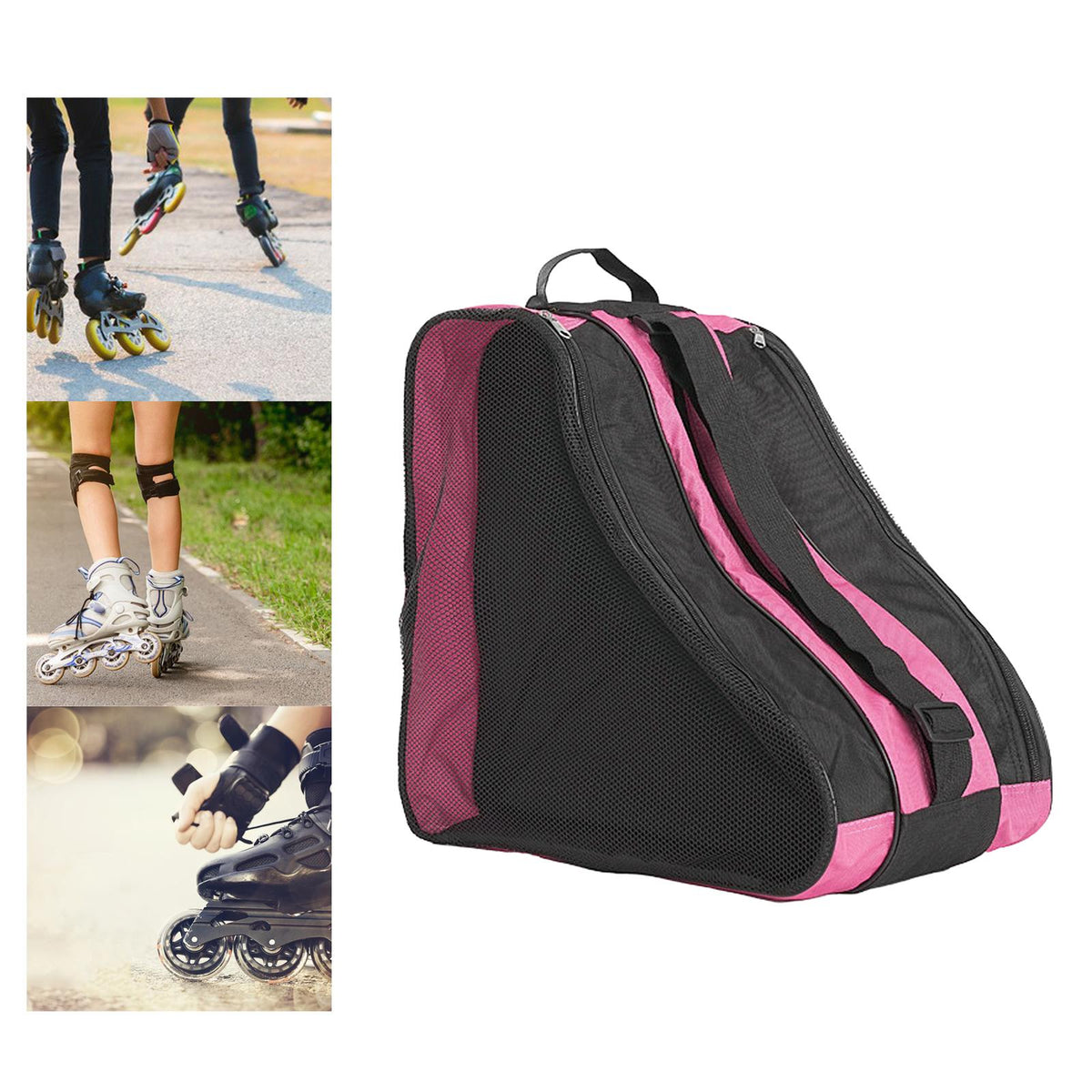 Maxbell Skating Shoes Bag Handbag Breathable 3 Layers Inline Skate Carry Bag Case Blue Mesh