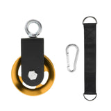 Maxbell Cable Pulley with Hanging Straps and Carabiner Silent Pulley for Ladder Lift Gold 157x95mm