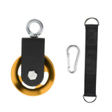 Maxbell Cable Pulley with Hanging Straps and Carabiner Silent Pulley for Ladder Lift Gold 157x95mm