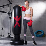 Maxbell Inflatable Boxing Bag Heavy Bag with Stand Pressure Relief Sandbag Tumbler Black Red