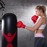 Maxbell Inflatable Boxing Bag Heavy Bag with Stand Pressure Relief Sandbag Tumbler Black Red