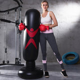 Maxbell Inflatable Boxing Bag Heavy Bag with Stand Pressure Relief Sandbag Tumbler Black Red