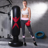 Maxbell Inflatable Boxing Bag Heavy Bag with Stand Pressure Relief Sandbag Tumbler Black Red