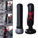 Maxbell Inflatable Boxing Bag Heavy Bag with Stand Pressure Relief Sandbag Tumbler Black Gray