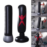 Maxbell Inflatable Boxing Bag Heavy Bag with Stand Pressure Relief Sandbag Tumbler Black Gray