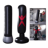 Maxbell Inflatable Boxing Bag Heavy Bag with Stand Pressure Relief Sandbag Tumbler Black Gray