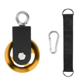 Maxbell Cable Pulley with Hanging Straps and Carabiner Silent Pulley for Ladder Lift Gold 155x88mm