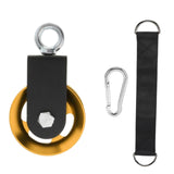 Maxbell Cable Pulley with Hanging Straps and Carabiner Silent Pulley for Ladder Lift Gold 155x88mm