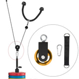 Maxbell Cable Pulley with Hanging Straps and Carabiner Silent Pulley for Ladder Lift Gold 155x88mm