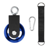 Maxbell Cable Pulley with Hanging Straps and Carabiner Silent Pulley for Ladder Lift Blue 155x88mm