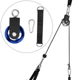 Maxbell Cable Pulley with Hanging Straps and Carabiner Silent Pulley for Ladder Lift Blue 155x88mm